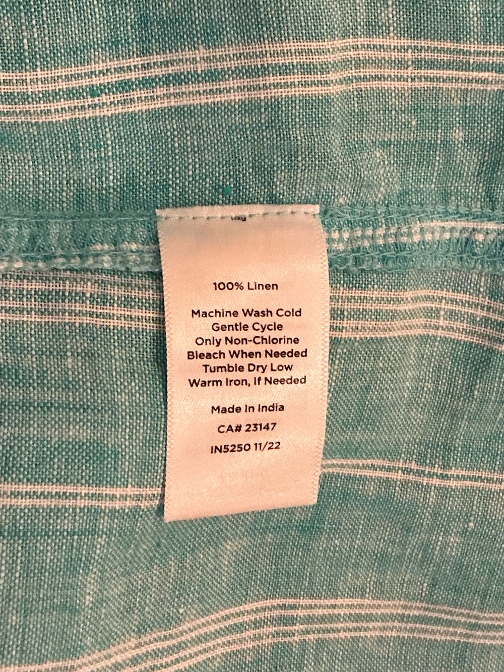 Talbots Linen Belted Turquoise and White Striped Dress - Picture 7 of 8